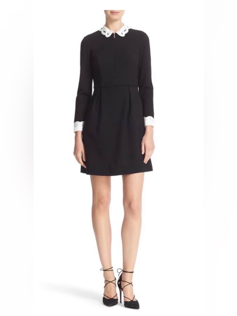 Ted Baker Shealah Dress Size 3 / US 8 Black Lace Peter Pan Collar french maid